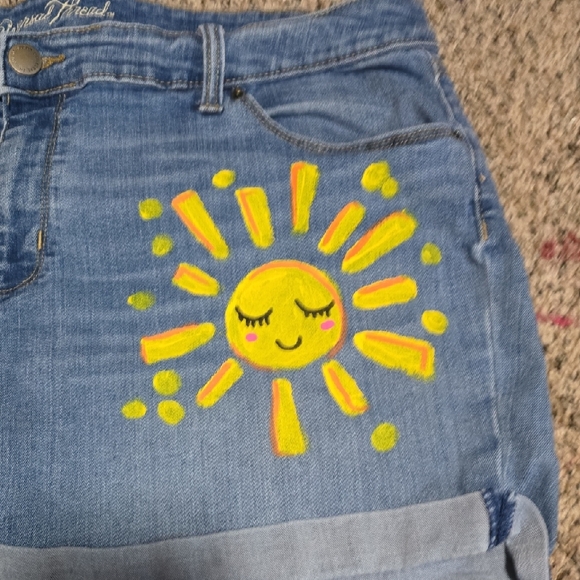 Universal Thread 20W Hand Painted OOAK Sun Shorts - Picture 2 of 4